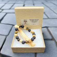 Load image into Gallery viewer, Bracelet - Palo Santo with Tiger-Eye & Lava Beads