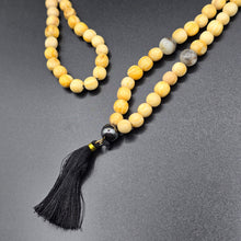 Load image into Gallery viewer, Palo Santo Mala Bead Necklace with Obsidian, Amazonite and Hematite Stones