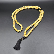 Load image into Gallery viewer, Palo Santo Mala Bead Necklace with Obsidian, Amazonite and Hematite Stones