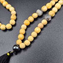 Load image into Gallery viewer, Palo Santo Mala Bead Necklace with Obsidian, Amazonite and Hematite Stones