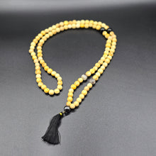 Load image into Gallery viewer, Palo Santo Mala Bead Necklace with Obsidian, Amazonite and Hematite Stones