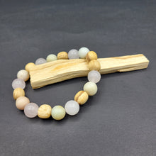 Load image into Gallery viewer, Bracelet - Palo Santo with Rose Quartz &amp; Amazonite Beads
