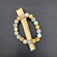 Load image into Gallery viewer, Bracelet - Palo Santo with Rose Quartz &amp; Amazonite Beads
