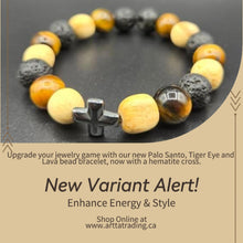 Load image into Gallery viewer, Bracelet - Palo Santo with Tiger-Eye &amp; Lava Beads
