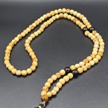 Load image into Gallery viewer, Palo Santo Mala Bead Necklace with Obsidian and Tiger Eye Stones
