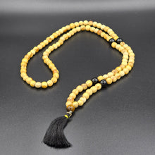 Load image into Gallery viewer, Palo Santo Mala Bead Necklace with Obsidian and Tiger Eye Stones
