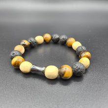 Load image into Gallery viewer, Bracelet - Palo Santo with Tiger-Eye &amp; Lava Beads
