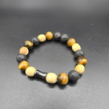 Load image into Gallery viewer, Bracelet - Palo Santo with Tiger-Eye &amp; Lava Beads
