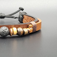 Load image into Gallery viewer, Handcrafted PU Leather Bracelet ~ with Semi-Precious Bead
