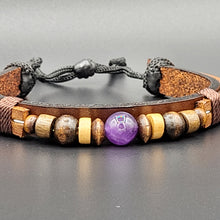 Load image into Gallery viewer, Handcrafted PU Leather Bracelet ~ with Semi-Precious Bead
