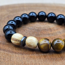 Load image into Gallery viewer, Bracelet - Palo Santo with Tiger Eye &amp; Black Onyx
