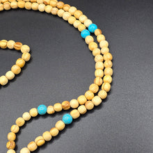 Load image into Gallery viewer, Palo Santo Mala Bead Necklace with Synthetic Turquoise Stones
