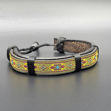 Load image into Gallery viewer, Handcrafted PU Leather Bracelet ~ Traditional Fabric Pattern
