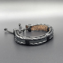 Load image into Gallery viewer, Handcrafted PU Leather Bracelet ~ Striped
