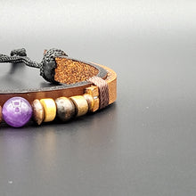 Load image into Gallery viewer, Handcrafted PU Leather Bracelet ~ with Semi-Precious Bead
