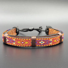 Load image into Gallery viewer, Handcrafted PU Leather Bracelet ~ Traditional Fabric Pattern
