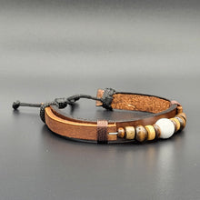 Load image into Gallery viewer, Handcrafted PU Leather Bracelet ~ with Semi-Precious Bead
