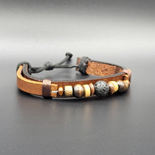 Load image into Gallery viewer, Handcrafted PU Leather Bracelet ~ with Semi-Precious Bead
