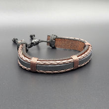 Load image into Gallery viewer, Handcrafted PU Leather Bracelet ~ Striped
