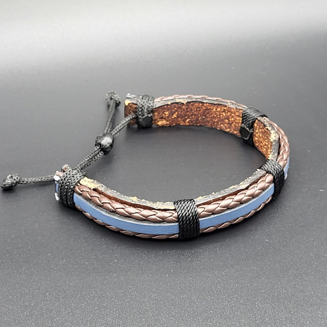 Handcrafted PU Leather Bracelet ~ Striped