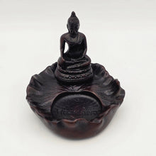 Load image into Gallery viewer, Thai Handcrafted Wooden Incense Holder Plate – Meditating Buddha Design
