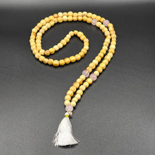 Load image into Gallery viewer, Palo Santo Mala Bead Necklace with Rose Quartz Stones
