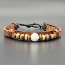 Load image into Gallery viewer, Handcrafted PU Leather Bracelet ~ with Semi-Precious Bead
