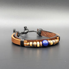 Load image into Gallery viewer, Handcrafted PU Leather Bracelet ~ with Semi-Precious Bead
