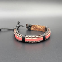 Load image into Gallery viewer, Handcrafted PU Leather Bracelet ~ Striped
