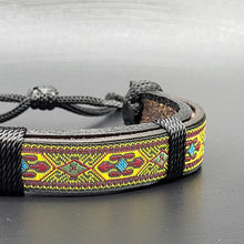 Load image into Gallery viewer, Handcrafted PU Leather Bracelet ~ Traditional Fabric Pattern
