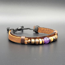 Load image into Gallery viewer, Handcrafted PU Leather Bracelet ~ with Semi-Precious Bead
