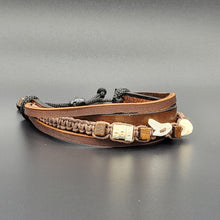 Load image into Gallery viewer, Handcrafted PU Leather Bracelet ~ Triple Liner, Shark Tooth Design
