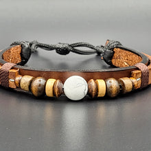 Load image into Gallery viewer, Handcrafted PU Leather Bracelet ~ with Semi-Precious Bead
