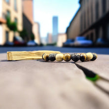 Load image into Gallery viewer, Bracelet - Palo Santo with Tiger-Eye &amp; Lava Beads
